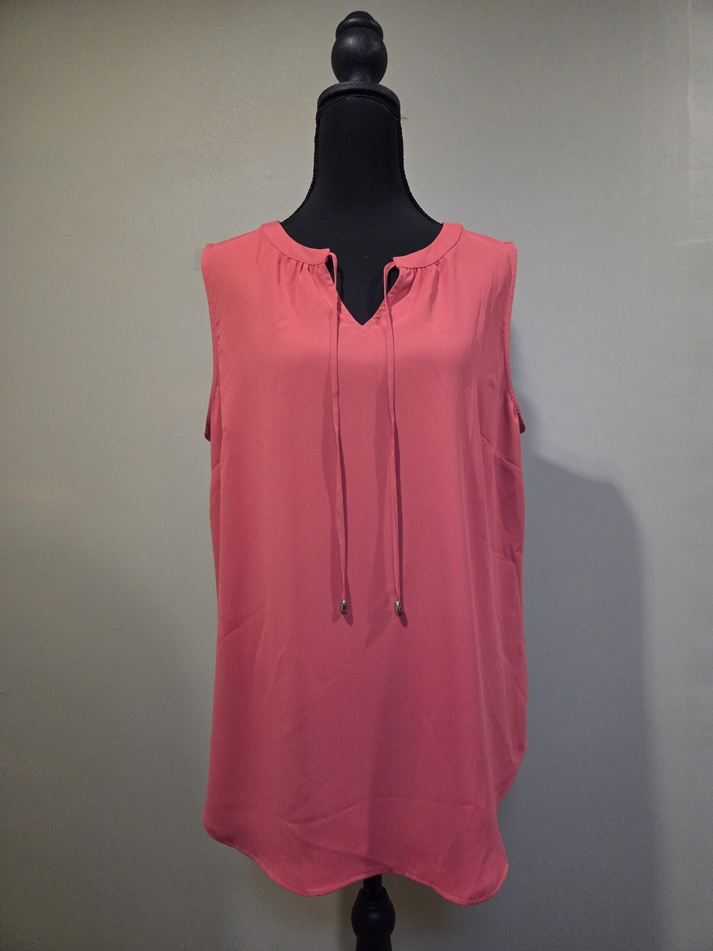 Talbots Sleeveless Tie-Neck Top in Coral Pink